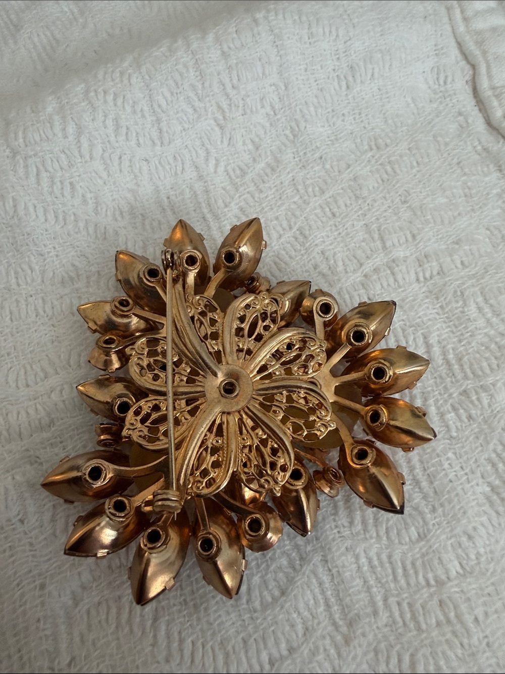 Vintage Judy Lee Amber Rhinestone AB Heart Butterfly Brooch Pin - Picture 2 of 5